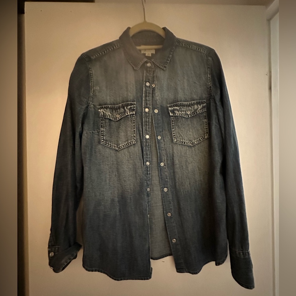 J. Crew Chambray Button-Up Shirt - Medium Blue